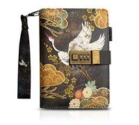 PORRASSO A6 Cuaderno Impermeable Diario de Viaje Retro Agenda Bloc Notas con Cerradura Portabolígrafo Rellenable PU Journal 80 Hojas 18.5x13 CM Grua