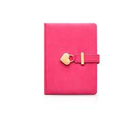 PORRASSO B6 Cuaderno de Cuero Diario de Viaje con Cerradura Mujer Creativo Bloc Notas Niñas Journal Agenda 144 Hojas Rosa Roja