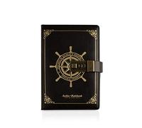 PORRASSO B6 Cuaderno de Cuero Retro Diario de Viaje con Contraseña Agenda Bloc Notas Notebook Journal 112 Hojas 20 x 14 CM pour Hombre Mujer Alumno Negro