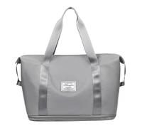 PORRASSO Bolsa de Viaje de Mujer Bolsas de Deporte Grande Expandible Bolsa de Gimnasio Plegable Bolsa Fin de Semana para Viajes Deportes Camping Gris