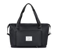 PORRASSO Bolsa de Viaje de Mujer Bolsas de Deporte Grande Expandible Bolsa de Gimnasio Plegable Bolsa Fin de Semana para Viajes Deportes Negro