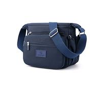 PORRASSO Bolso Bandolera de Mujer Casual Bolso de Hombro Multibolsillos Nylon Bolsos Bolso Cruzados para Viaje Senderismo Uso Diario Azul