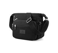 PORRASSO Bolso Bandolera de Mujer Casual Bolso de Hombro Multibolsillos Nylon Bolsos Bolso Cruzados para Viaje Senderismo Uso Diario Negro