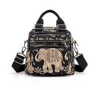 PORRASSO Bolso Bandolera de Mujer Mochila Pequeña Casual Bolso de Hombro Multibolsillos Nylon Bolsos Cruzados Daypack para Trabajo Viaje Uso Diario Elefante