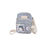 PORRASSO Bolso Bandolera de Niñas Bonito Bolso de Hombro con Colgante Doll Multibolsillos Nylon Bolso Cruzados para Viaje Uso Diario Azul B