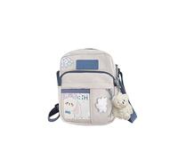 PORRASSO Bolso Bandolera de Niñas Bonito Bolso de Hombro con Colgante Doll Multibolsillos Nylon Bolso Cruzados para Viaje Uso Diario Blanco B