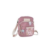 PORRASSO Bolso Bandolera de Niñas Bonito Bolso de Hombro Multibolsillos Nylon Bolso Cruzados para Viaje Uso Diario Rosa A