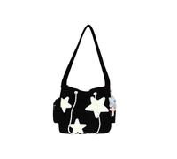 PORRASSO Bolso Bandolera de Pana Niñas Bolso de Hombro con Colgante Mujeres Bolso Cruzados para Dating Viaje Uso Diario Negro