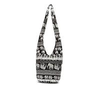 PORRASSO Bolso Bandolera Hippie Bolsa de Hombro Mujer Bolso Cruzado de Algodón Tote Bolsas de Mensajero Ligero para Viaje Playa Escuela Senderismo Picnic Negro