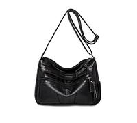 PORRASSO Bolso Bandolera para Mujer Casual Bolso Cruzados Cuero Impermeable Bolso de Hombro Bolsa de Mano para Trabaja Viaje Compras Uso Diario Negro