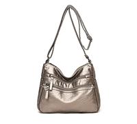 PORRASSO Bolso Bandolera para Mujer Multibolsillos Bolso de Hombro Cuero Impermeable Bolso Cruzados Bolsa de Mensajero para Trabaja Viaje Compras Uso Diario Bronce