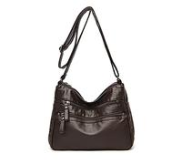 PORRASSO Bolso Bandolera para Mujer Multibolsillos Bolso de Hombro Cuero Impermeable Bolso Cruzados Bolsa de Mensajero para Trabaja Viaje Compras Uso Diario Marrón