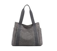 PORRASSO Bolso de Hombro Lona Bolsos de Mujer Chica Bolso Shopper Bolsa Tote para Compras Viajes Uso Diario Gris