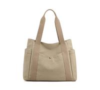 PORRASSO Bolso de Hombro Lona Bolsos de Mujer Chica Bolso Shopper Bolsa Tote para Compras Viajes Uso Diario Caqui
