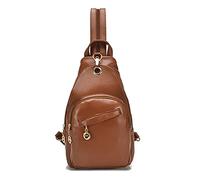 PORRASSO - Bolso de hombro para mujer, bolso de hombro para niña, impermeable de la PU de cuero bolso de hombro senderismo viaje camping Sling Bag, marrón, large, Elegante