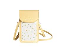 PORRASSO Bolso de Teléfono Móvil con Pantalla Táctil Mujer Bolso Bandolera Bolso Movil PU Bolso de Hombro Amarillo