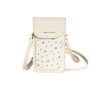 PORRASSO Bolso de Teléfono Móvil con Pantalla Táctil Mujer Bolso Bandolera Bolso Movil PU Bolso de Hombro Albaricoque
