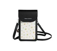 PORRASSO Bolso de Teléfono Móvil con Pantalla Táctil Mujer Bolso Bandolera Bolso Movil PU Bolso de Hombro Negro