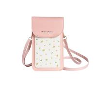 PORRASSO Bolso de Teléfono Móvil con Pantalla Táctil Mujer Bolso Bandolera Bolso Movil PU Bolso de Hombro Rosa