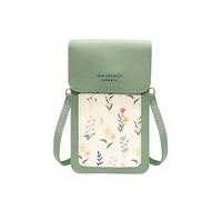 PORRASSO Bolso de Teléfono Móvil con Pantalla Táctil Mujer Bolso Bandolera Bolso Movil PU Teléfono Monedero Verde