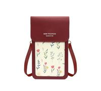 PORRASSO Bolso de Teléfono Móvil con Pantalla Táctil Mujer Bolso Bandolera Bolso Movil PU Teléfono Monedero Rojo