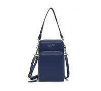 PORRASSO Bolso de Teléfono Móvil con Pantalla Táctil Mujer Bolso Bandolera Cartera Señora Wristlet Bag PU Teléfono Monedero Azul