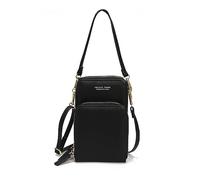 PORRASSO Bolso de Teléfono Móvil con Pantalla Táctil Mujer Bolso Bandolera Cartera Señora Wristlet Bag PU Teléfono Monedero Negro