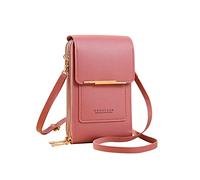PORRASSO Bolso de Teléfono Móvil con Pantalla Táctil Mujer Bolso Bandolera Señora Bolso Movil PU Teléfono Monedero Rosa Oscuro