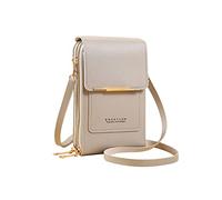 PORRASSO Bolso de Teléfono Móvil con Pantalla Táctil Mujer Bolso Bandolera Señora Bolso Movil PU Teléfono Monedero Gris