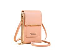 PORRASSO Bolso de Teléfono Móvil con Pantalla Táctil Mujer Bolso Bandolera Señora Bolso Movil PU Teléfono Monedero Rosa