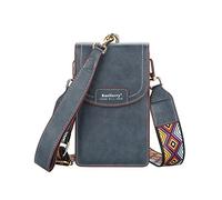 PORRASSO Bolso de Teléfono Móvil Mujer Moda Bolso Bandolera Bolso de Hombro Señora PU Teléfono Monedero para Compras Viaje Azul Oscuro