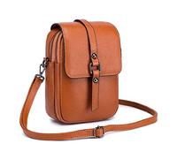 PORRASSO Bolso Movil de Mujer Cuero Bolso Bandolera con Agujero para Auriculares Señora Bolsa de Telefono Impermeable Teléfono Monedero para Fechado Compras Viaje Amarillo