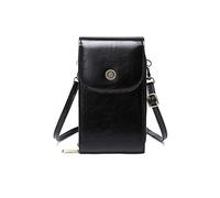 PORRASSO Bolso Movil Mujer Bolso Bandolera Moda Bolso Bandolera con Bloqueo RFID Señora Bolsa de Telefono PU Impermeable Teléfono Monedero Negro