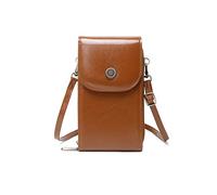 PORRASSO Bolso Movil Mujer Bolso Bandolera Moda Bolso Bandolera con Bloqueo RFID Señora Bolsa de Telefono PU Impermeable Teléfono Monedero Marrón