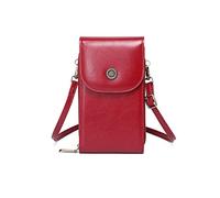 PORRASSO Bolso Movil Mujer Bolso Bandolera Moda Bolso Bandolera con Bloqueo RFID Señora Bolsa de Telefono PU Impermeable Teléfono Monedero Rojo