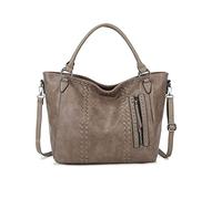 PORRASSO Bolso Totes para Mujer Moda Bolsos de Hombro Señoras Bolsa de Bandolera Grande Bolso de Mensajero de PU Cuero para Trabajo Viaje Cita Brownness