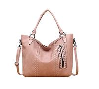 PORRASSO Bolso Totes para Mujer Moda Bolsos de Hombro Señoras Bolsa de Bandolera Grande Bolso de Mensajero de PU Cuero para Trabajo Viaje Cita Rosado