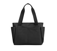 PORRASSO Bolsos de Mujer Bolso de Hombro de Nylon Bolso de Mano Bolsa Tote para Compras Viajes Trabajo Uso Diario Negro