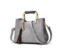 PORRASSO Bolsos de Mujer Bolsos de Hombro Moda Bolso Bandolera Bolso de Mano Señora PU Cuero Bolsos de Cubo Gris