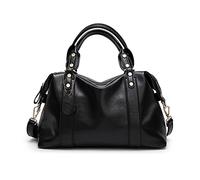 PORRASSO Bolsos de Mujer Elegante Bolsa de Hombro Señoras Bolso Bandolera Bolso de Mano Impermeable Bolsa de Mensajero de Cuero PU Viajes Trabajo Citas Bolso Boston Negro
