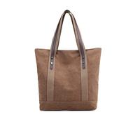 PORRASSO Bolsos de Mujer Grande Bolso de Hombro de Lona Moda Bolso Tote Señora Bolso Shopper para Compras Viajes Escolares Trabajo Marrón