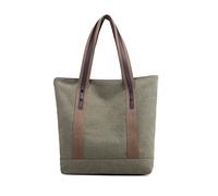 PORRASSO Bolsos de Mujer Grande Bolso de Hombro de Lona Moda Bolso Tote Señora Bolso Shopper para Compras Viajes Escolares Trabajo Verde