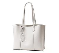 PORRASSO Bolsos de Mujer Grande Bolso Tote Bolsa de Hombro de Moda Señora PU Cuero Bolso Shopper para Escuela Trabajo Viaje Compras Blanco