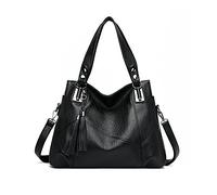 PORRASSO Bolsos de Mujer Hobo Bolsos de Hombro Señoras Bolsa de Bandolera Grande Bolso de Mensajero de PU Cuero Trabajo Viaje Cita Tote Negro