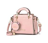 PORRASSO Bolsos de Mujer Lindo Bolso Bandolera Bolsos de Hombro de Señora Impermeable PU Cuero Bolsos de Mano para Cita Viaje Uso Diario Rosa