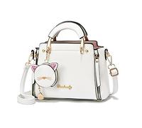 PORRASSO Bolsos de Mujer Lindo Bolso Bandolera Bolsos de Hombro de Señora Impermeable PU Cuero Bolsos de Mano para Cita Viaje Uso Diario Blanco