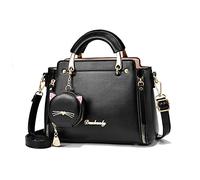 PORRASSO Bolsos de Mujer Lindo Bolso Bandolera Bolsos de Hombro de Señora Impermeable PU Cuero Bolsos de Mano para Cita Viaje Uso Diario Negro