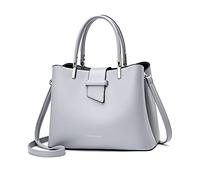 PORRASSO Bolsos de Mujer Moda Bolsos de Hombro Bolso Bandolera Señora Bolsos de Cubo PU Cuero Bolso de Mano Gris