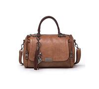 PORRASSO Bolsos de Mujer Retro Bolso Bandolera Bolsa de Hombro Señoras Bolso de Mano Impermeable Bolsa de Mensajero de Cuero PU Viajes Trabaja Citas Bolso Boston Marron Oscuro