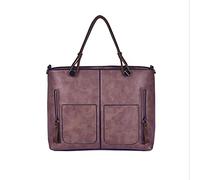 PORRASSO Bolsos de Mujer Retro Bolsos de Mano Grande Bolsos de Hombro Señora Bolso Shopper Tote PU Cuero Bolso Bandolera para Colegio Trabajo Oficina Púrpura